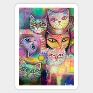 Mother cat and kittens Sticker